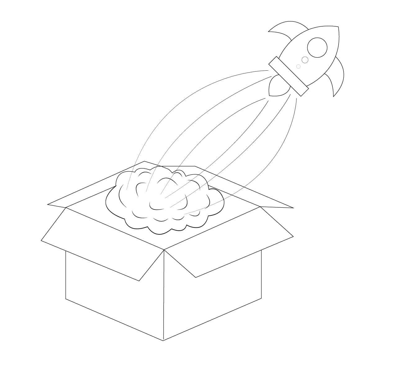 Rocket Ship in Flight coloring page