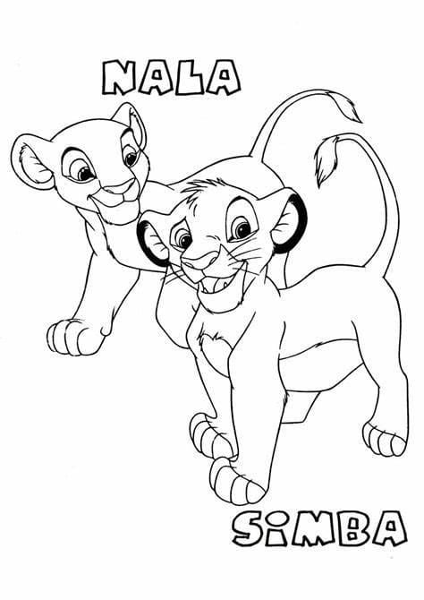 Simba and Nala coloring page