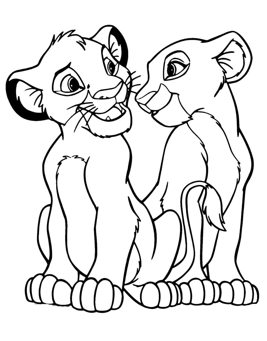 Simba and Nala Image coloring page