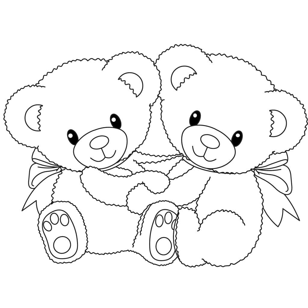 아기 테디베어 두 마리 coloring page