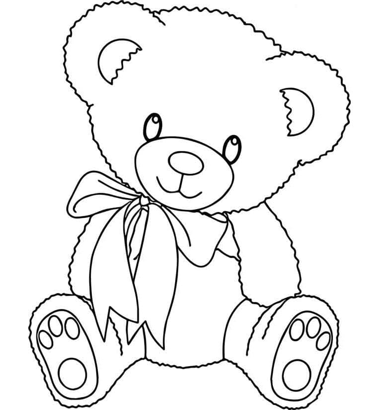 앉아있는 귀여운 테디베어 coloring page