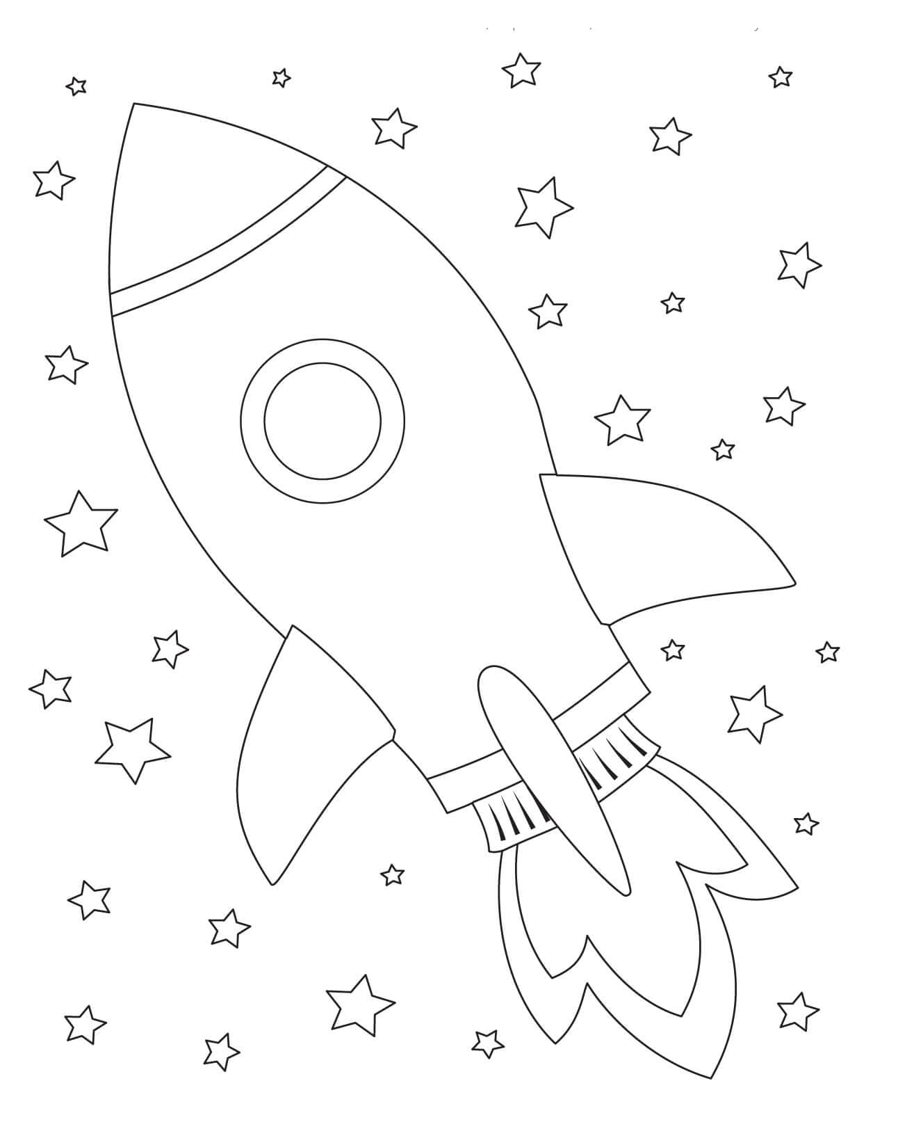 별을 가진 큰 로켓 coloring page