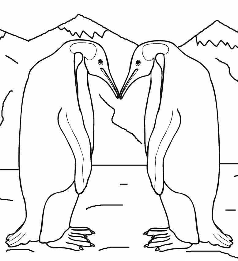 두 마리의 펭귄 인쇄하기 coloring page