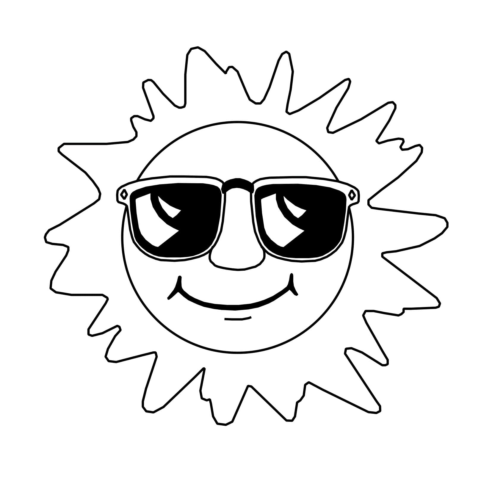 Funny Sun Wearing Glasses coloring page
