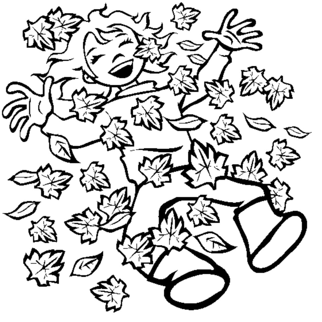 가을에 행복 소녀 coloring page