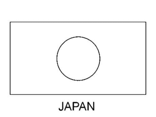 간단한 일본의 국기 개요 coloring page