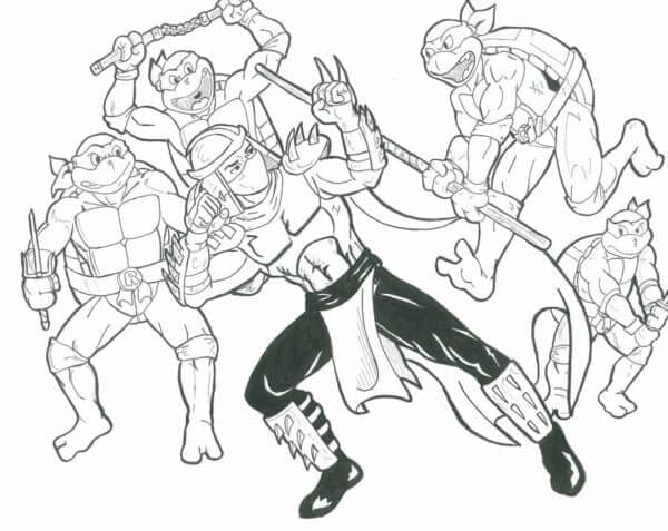 거북이 닌자와 슈레더 coloring page