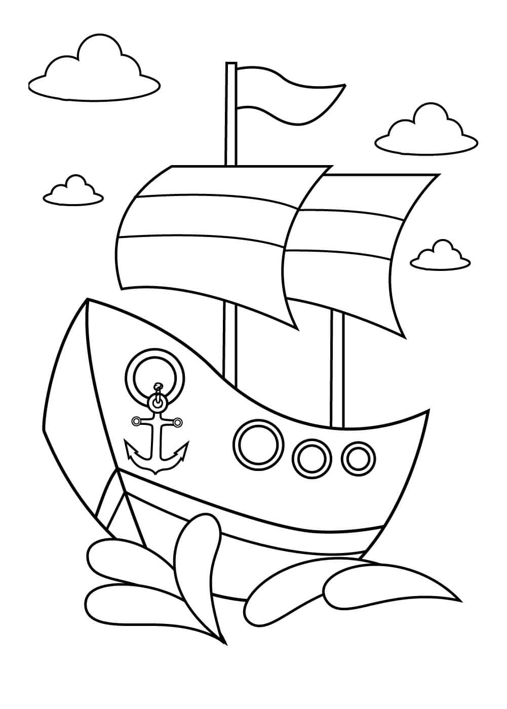 구름과 해적선 coloring page