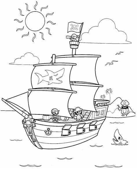 해적선 이미지 coloring page