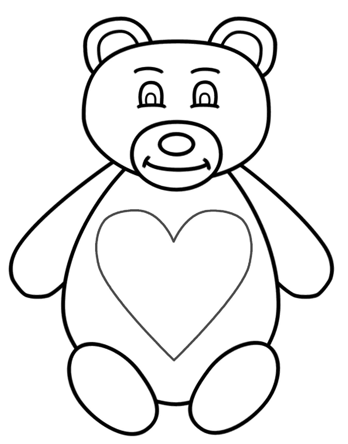 하트 테디베어 coloring page