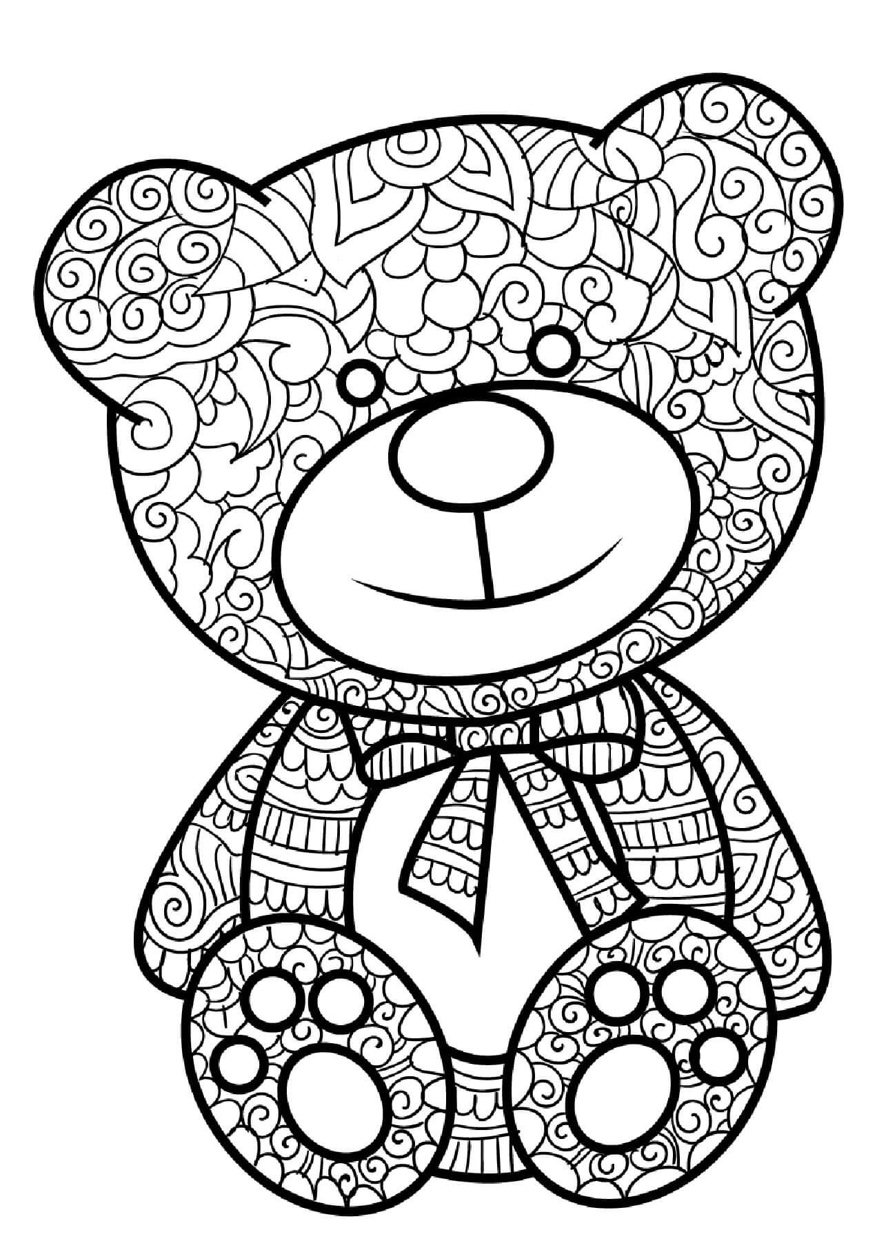 젠탱글 테디베어 프린트 coloring page