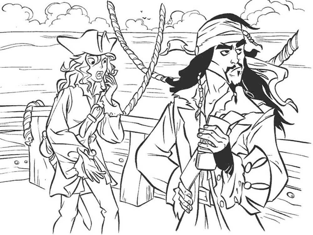 캐리비안의 해적 개요 인쇄 coloring page