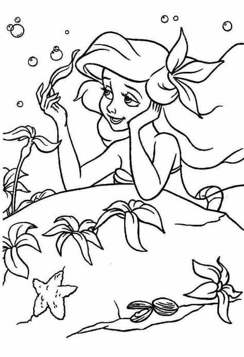 무료 인어공주 이미지 coloring page