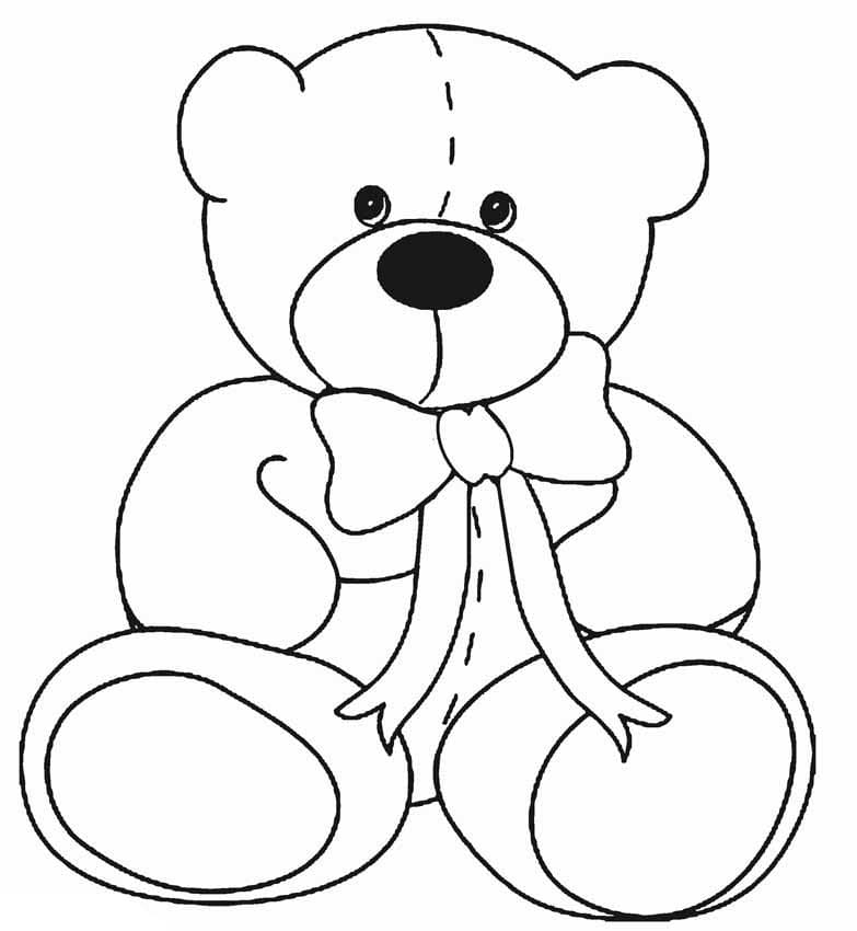 무료 테디베어 개요 coloring page