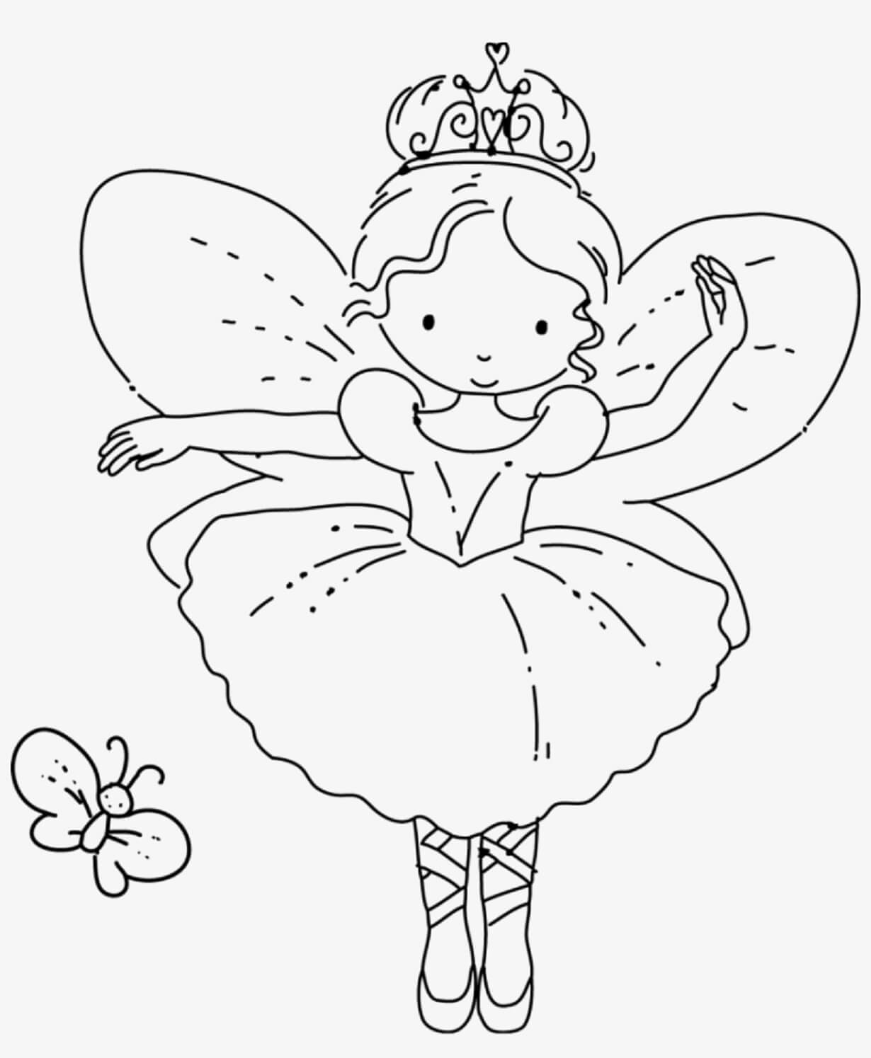 나비와 작은 요정 무료 coloring page