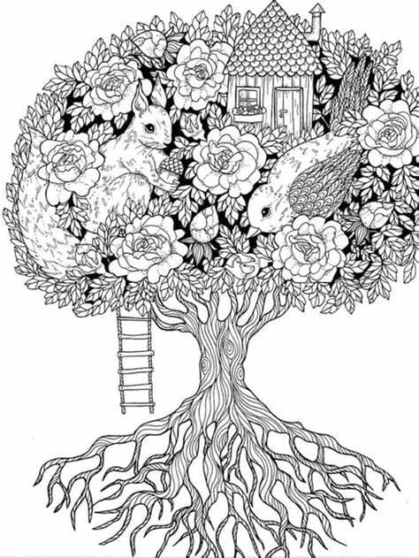 나무 위의 집 coloring page