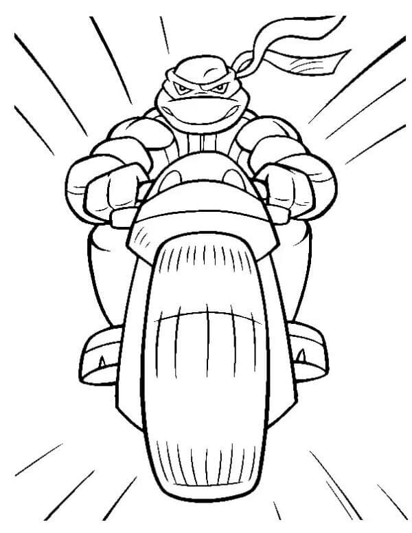 오토바이를 타고 있는 거북이 닌자 coloring page