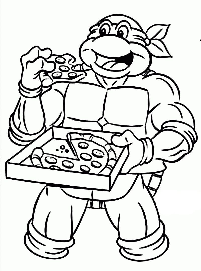 피자를 먹고 있는 닌자 거북이 coloring page