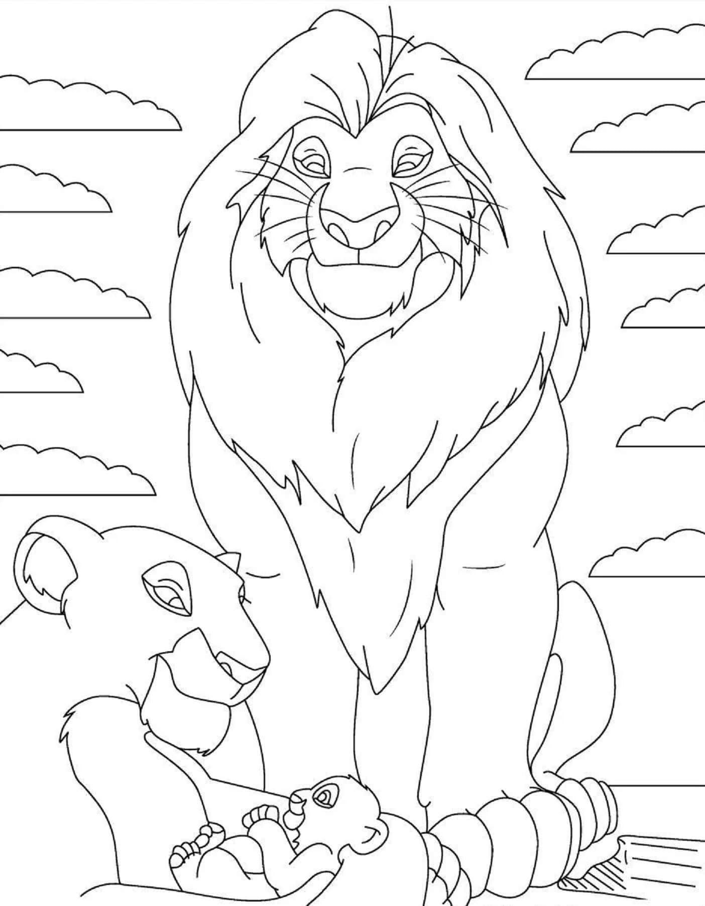 심바와 가족 coloring page