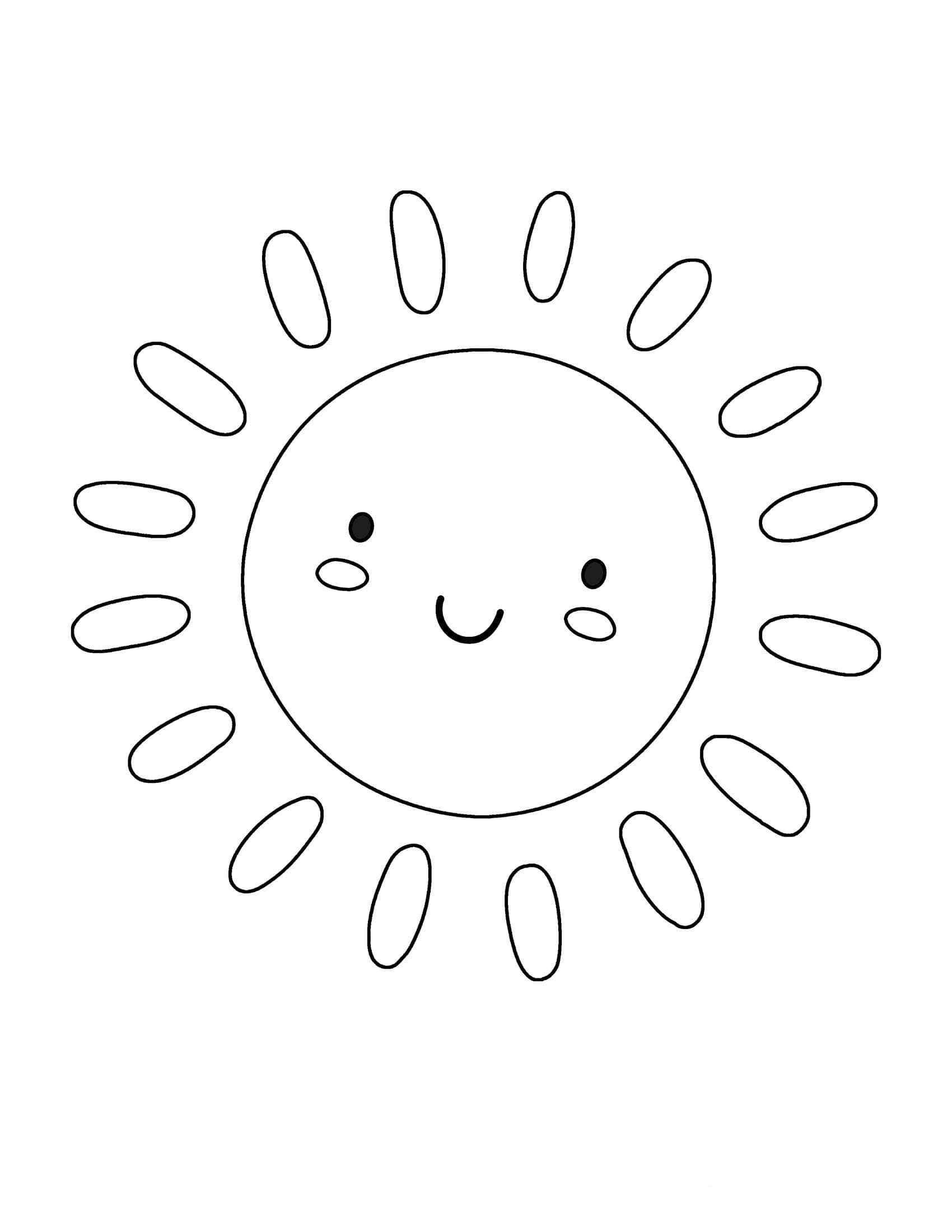 Smiling Cute Sun coloring page