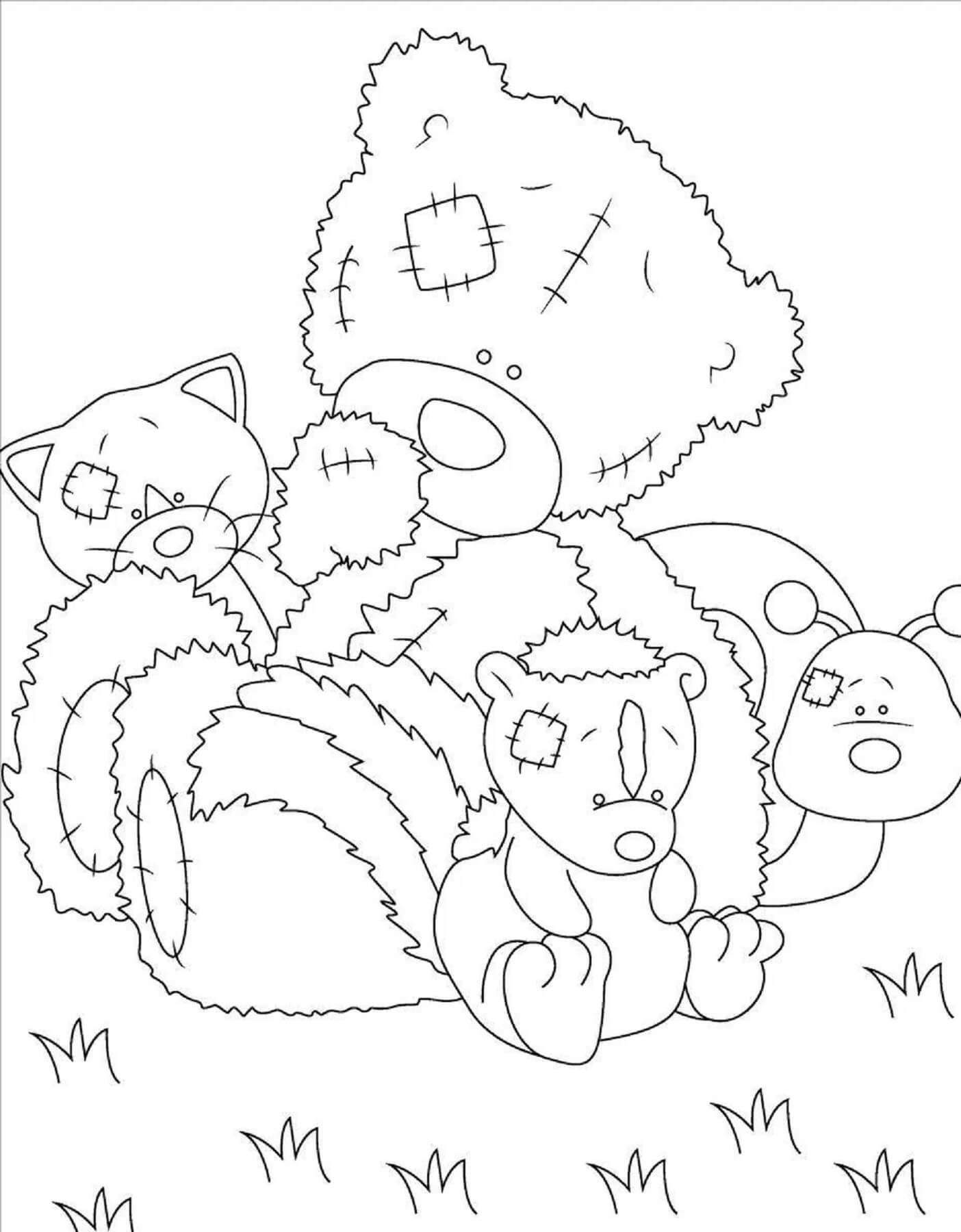 테디베어와 불쌍한 장난감들 coloring page