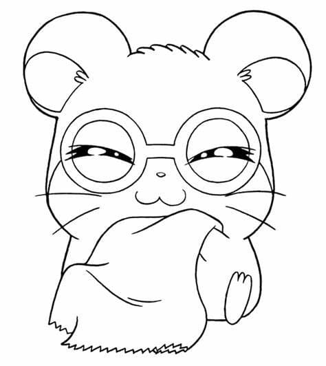 안경을 쓴 햄스터 coloring page