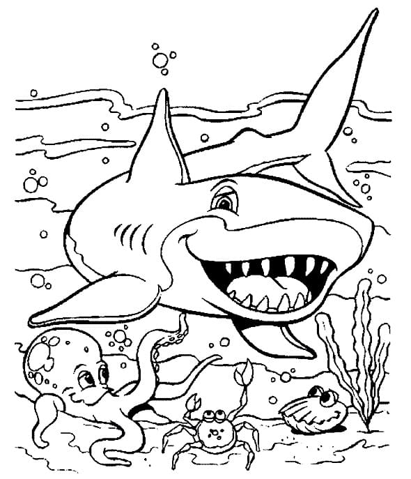 바다 밑의 상어 coloring page