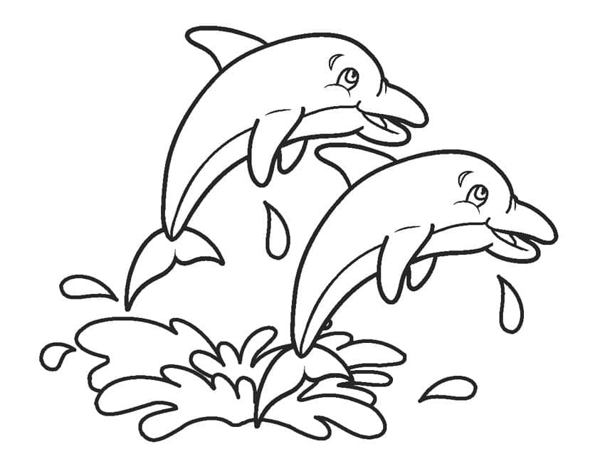 돌고래 두 마리 coloring page