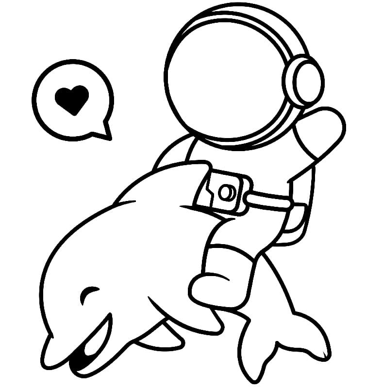 돌고래와 우주 비행사 coloring page