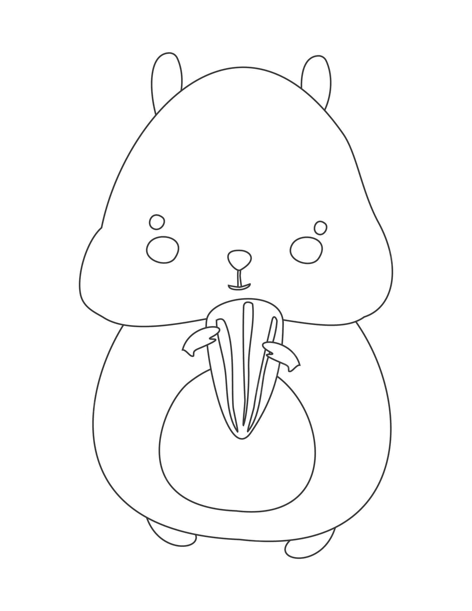 도토리를 들고 있는 햄스터 coloring page