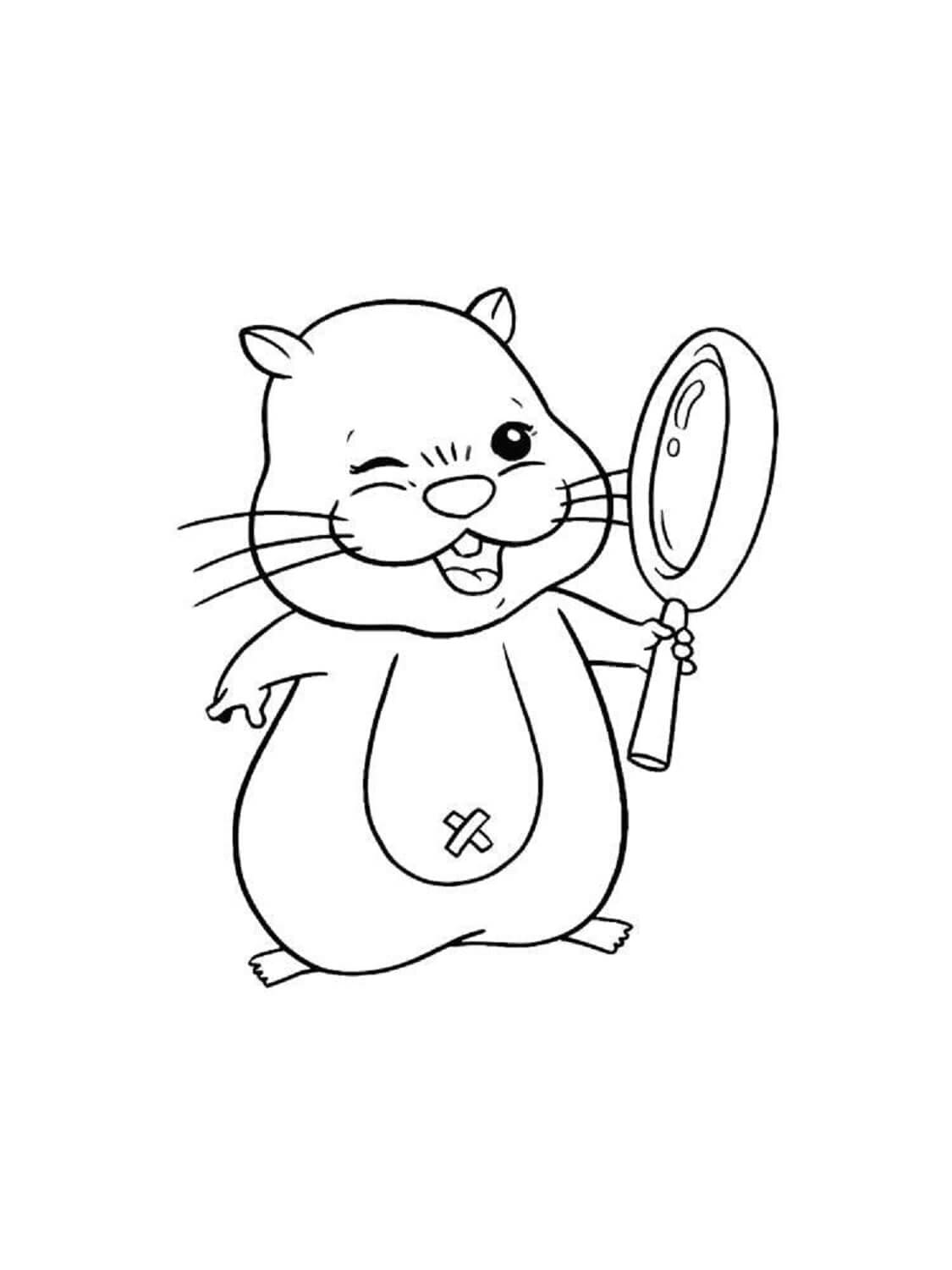 거울을 들고 있는 햄스터 coloring page