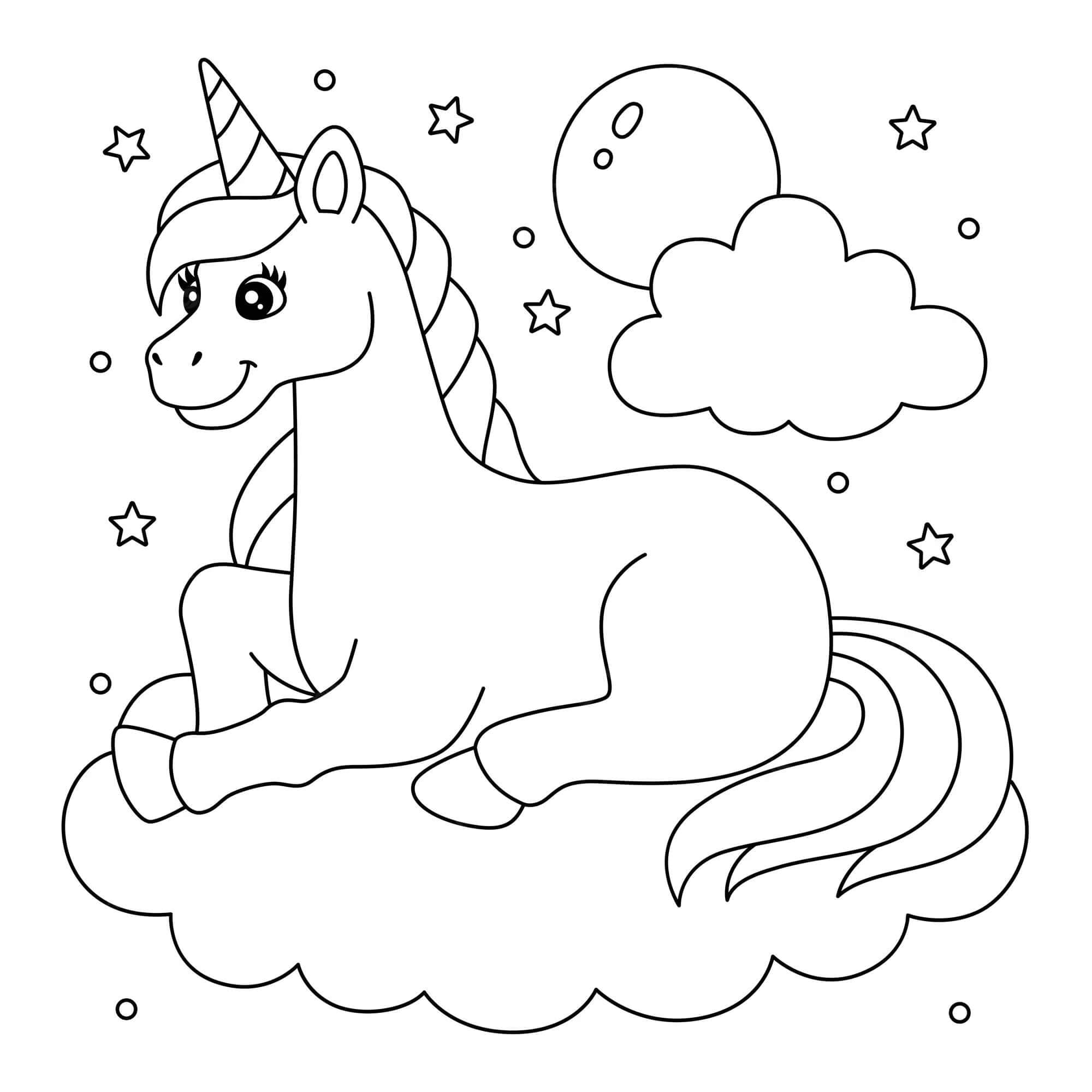 구름위의 웃는 유니콘 coloring page