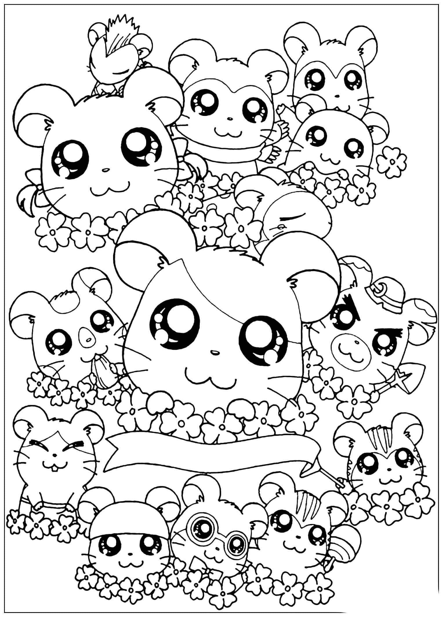 꽃을 든 햄스터 coloring page