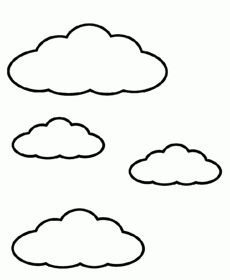 네 개의 구름 이미지 coloring page