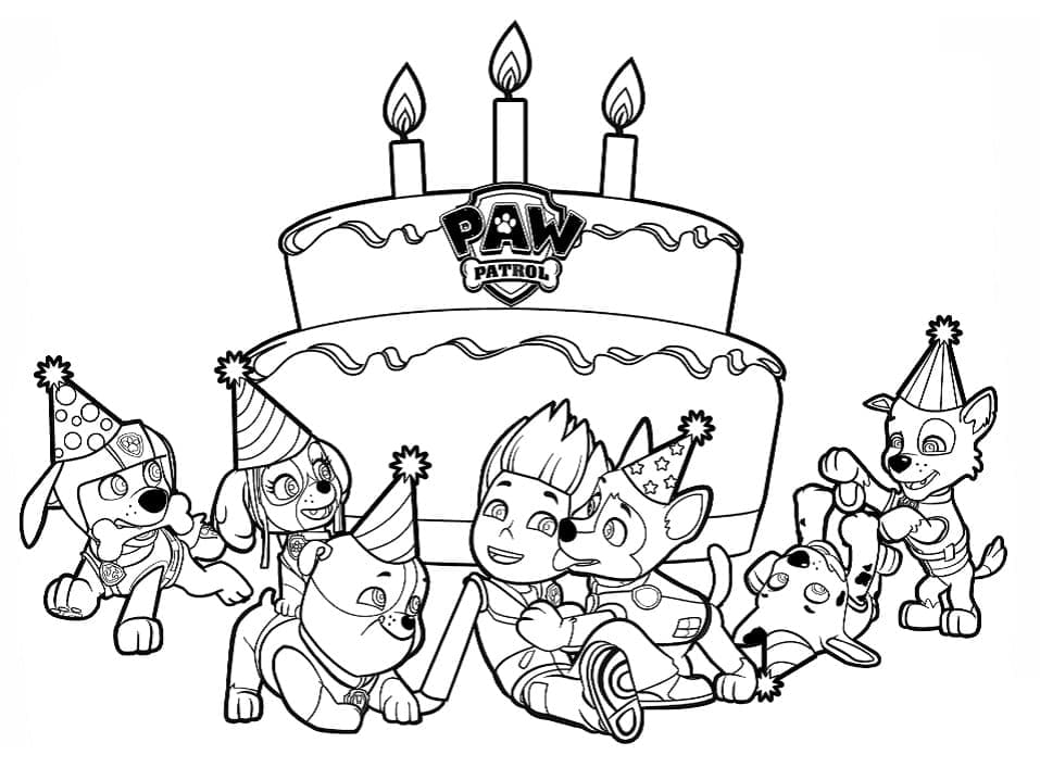 퍼피 구조대 생일 coloring page