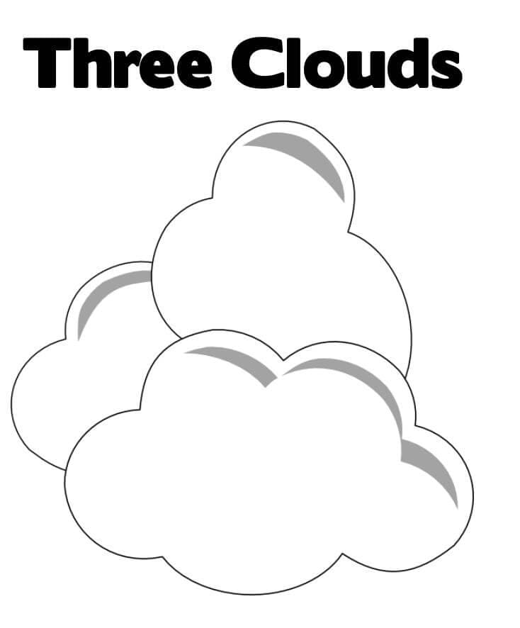 세 개의 구름 이미지 coloring page