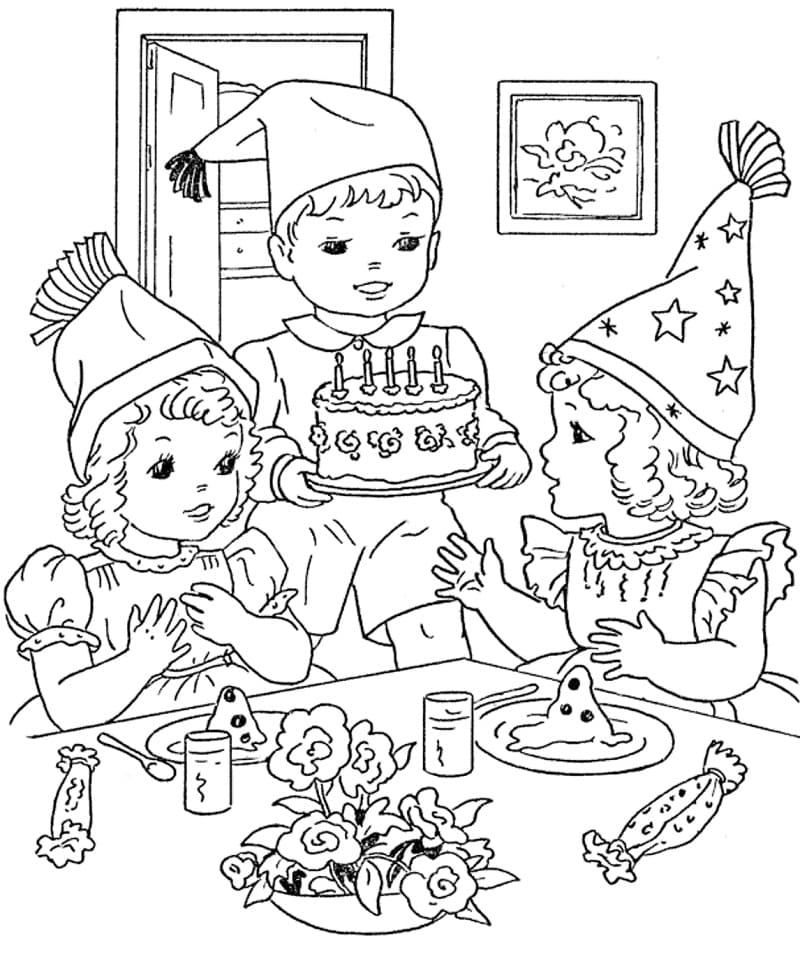 아이들과 함께하는 생일 축하 coloring page
