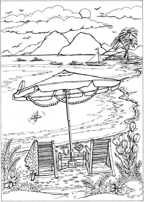 아름다운 해변 장면 coloring page