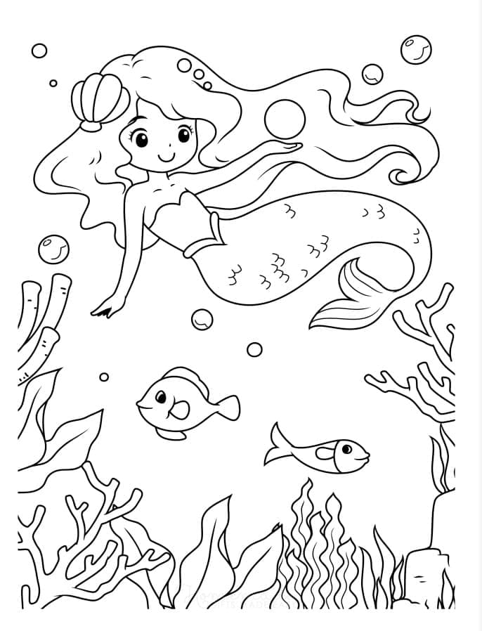 바다 밑의 인어 coloring page