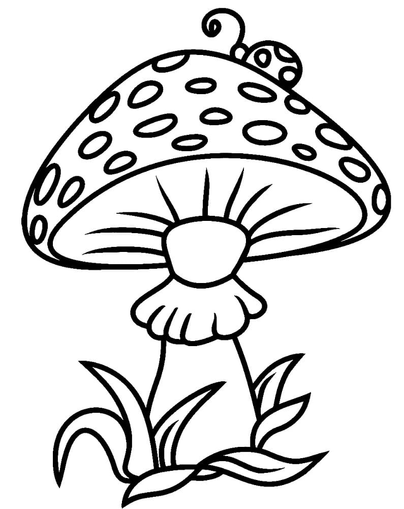 버섯 위의 벌레 coloring page