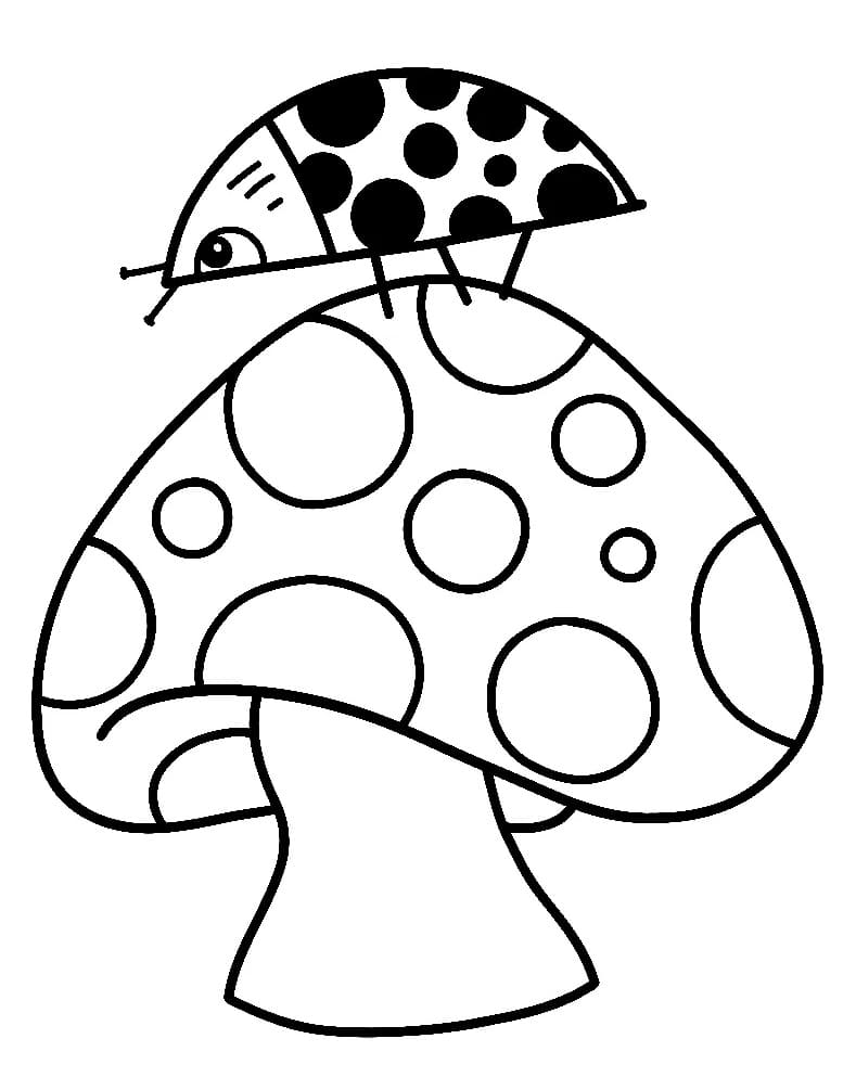 버섯 위의 무당벌레 coloring page