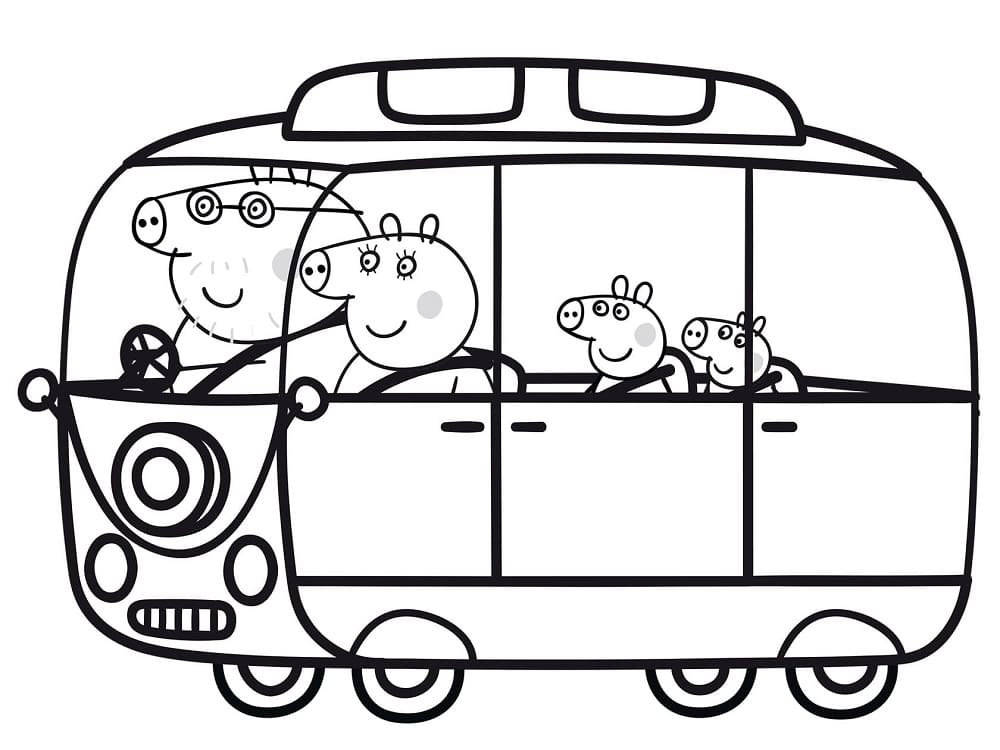 버스에 Peppa 돼지 coloring page