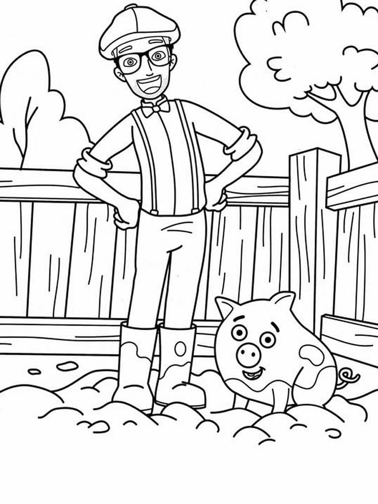 블리피와 돼지 coloring page