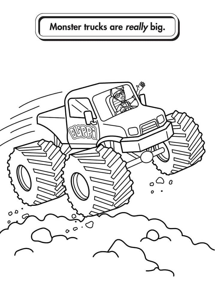 Blippi 운전 몬스터 트럭 coloring page