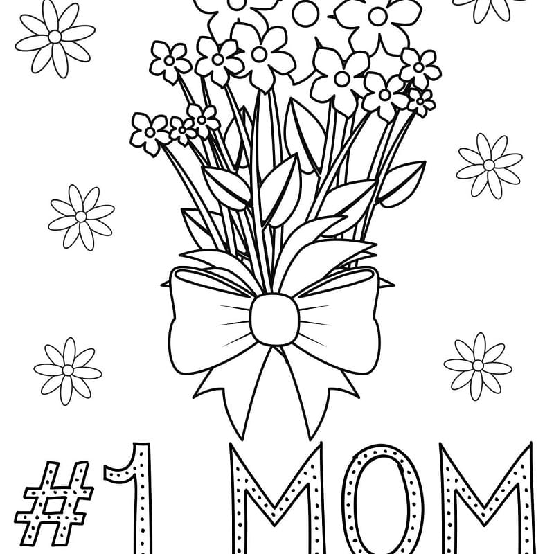 최고의 엄마를 위한 꽃 coloring page