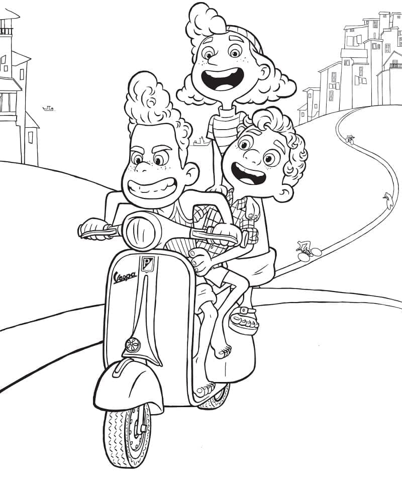 디즈니 루카 캐릭터 coloring page