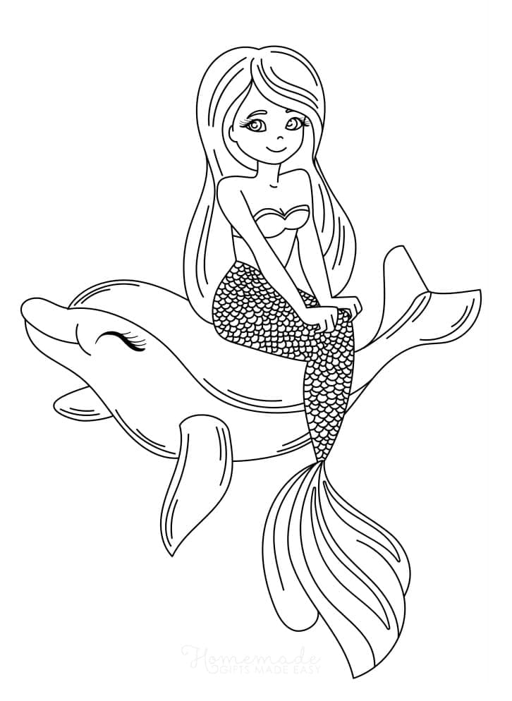 돌고래와 인어 coloring page