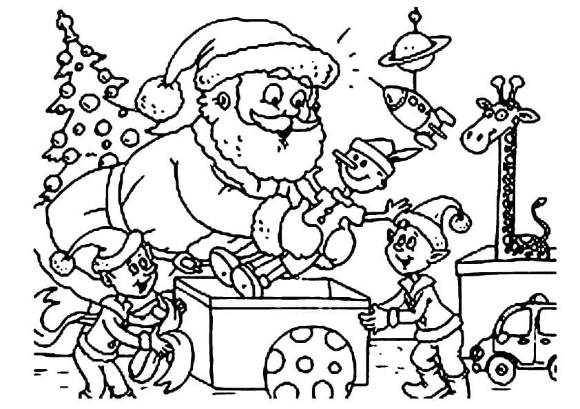 엘프와 산타 클로스 coloring page