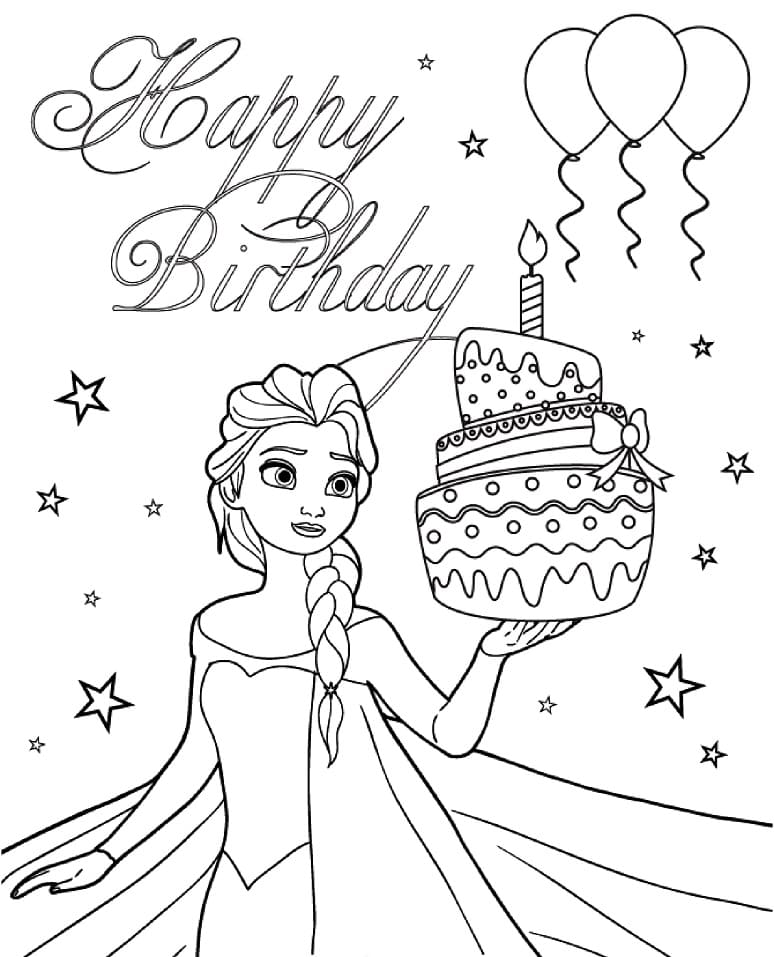 엘사 생일 coloring page