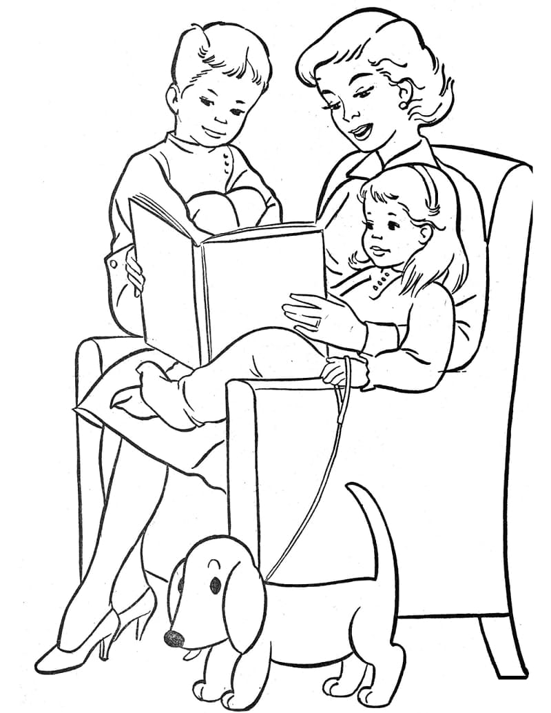 엄마와 아이들 coloring page